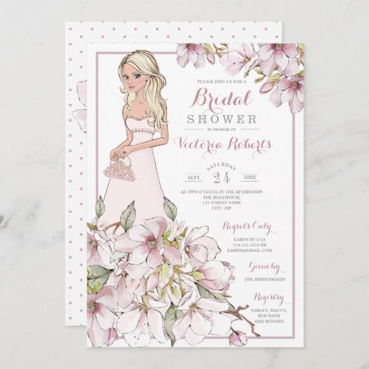 Blonde Bride Brautparty Einladung (Vorne/Hinten)