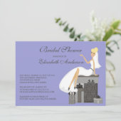Blonde Bride Bridal Dusche Einladung Lila Grau (Stehend Vorderseite)