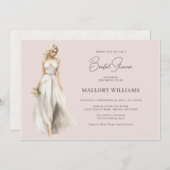 Blonde Bride Bridal Gown Dusche Einladung (Vorne/Hinten)