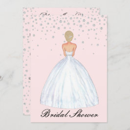 Blonde Bride Illustration Diamond Brautparty Einladung