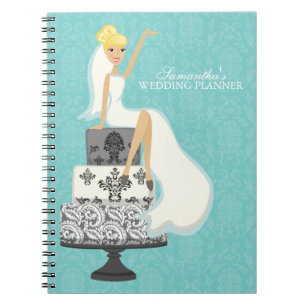 Blonde Bride on Wedding Cake {aqua} Notizblock