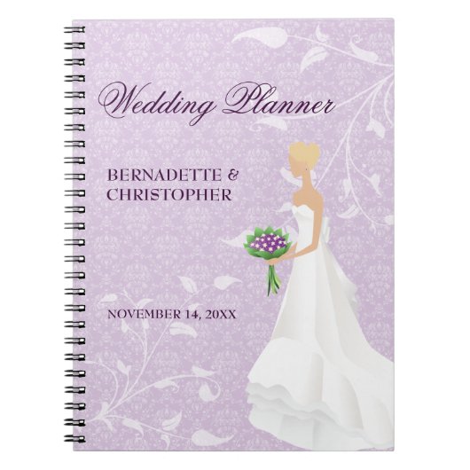Blonde Bride Purple Wedding Planner Notizblock (Vorderseite)