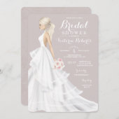 Blonde Bride Wedding Gown Brautparty Einladung (Vorne/Hinten)
