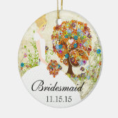 Blonde Bridesmaid gibt Blume Tree Keramikornament (Links)