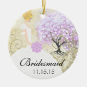 Blonde Bridesmaid gibt Lavender Heart Leaf Tree Keramik Ornament (Vorne)