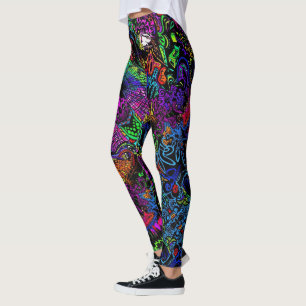 Blonde & Broke - Gemusterte Leggings - Weißes Logo