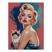Blonde Button-Up mit Grumpy Cat Poster (Vorderseite)
