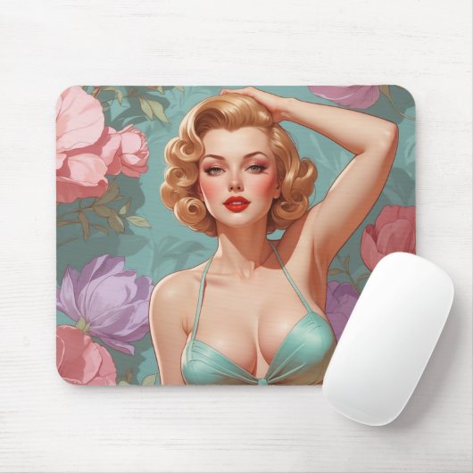 Blonde Button-Up Pastel-Blume Mousepad (Mit Mouse)