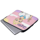 Blonde Cartoon Girl Pink School Pencil Case (Vorne Knopf)