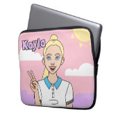 Blonde Cartoon Girl Pink School Pencil Case (Vorderseite Links)