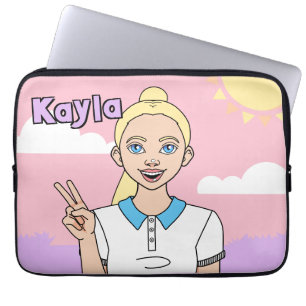 Blonde Cartoon Girl Pink School Pencil Case