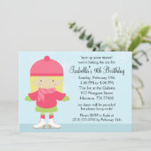 Blonde Caucasion Ice Skaten Geburtstagsparty Einladung (Stehend Vorderseite)