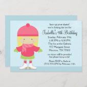 Blonde Caucasion Ice Skaten Geburtstagsparty Einladung (Vorne/Hinten)
