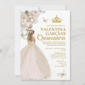 Blonde Champagne Quinceañera 15 Anos Gold Crown Einladung (Vorderseite)