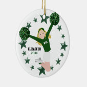 Blonde Chef Green & White Pom Poms Keramik Ornament (Rechts)