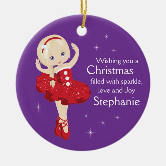 Blonde Christmas Ballerina Keramik Ornament (Vorne)