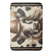 Blonde Country Cow Girl Funny Badematte (Vorderseite Vertikal)