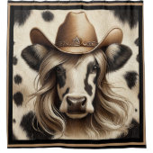 Blonde Country Cow Girl Funny Duschvorhang (Vorderseite)