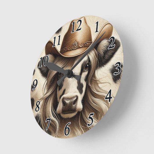 Blonde Country Cow Girl Funny Runde Wanduhr (Winkel)