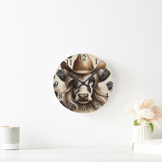 Blonde Country Cow Girl Funny Runde Wanduhr (Zuhause)