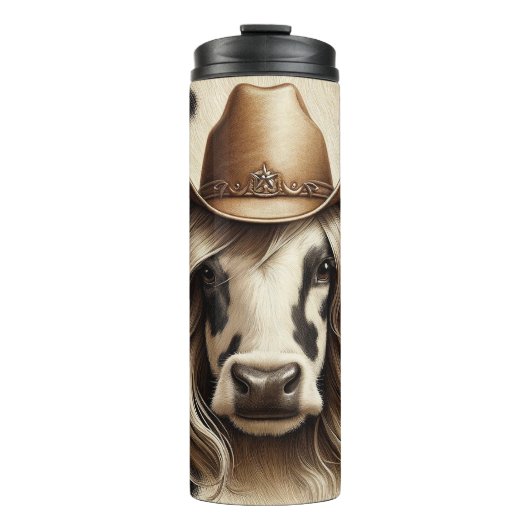 Blonde Country Cow Girl Funny Thermosbecher (Vorderseite)