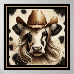 Blonde Country Kuh Mädchen Lustig Poster