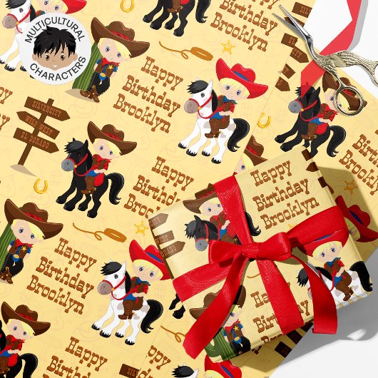Blonde Cowboy Personalisiert Wrapping Paper Geschenkpapier