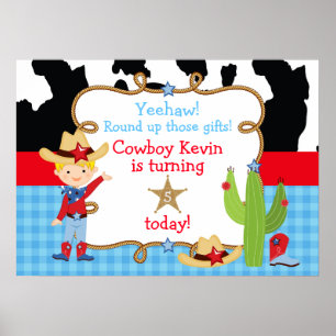 Blonde Cowboy Western Geburtstagsparty Poster