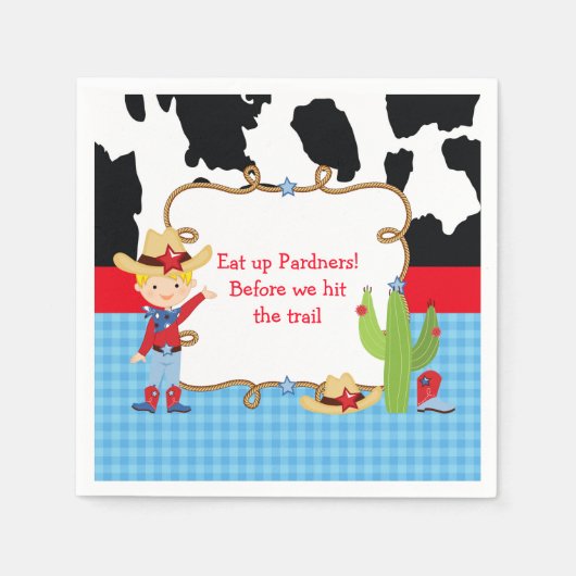 Blonde Cowboy Western Geburtstagsparty Serviette (Vorderseite)