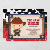 Blonde Cowboy Western Old West Birthday Einladung (Vorne/Hinten)