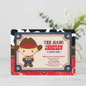 Blonde Cowboy Western Old West Birthday Einladung (Stehend Vorderseite)