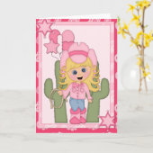 Blonde Cowgirl-Gruß-Karte Karte (Gelbe Blume)