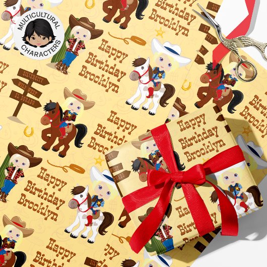 Blonde Cowgirl Personalisiert Wrapping Paper Geschenkpapier