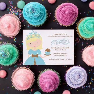 Blonde Cupcake Princess Birthday Party Einladung