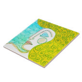 Blonde Curls Abstrakte digitale Malerei einer Frau Fliese (Seite)