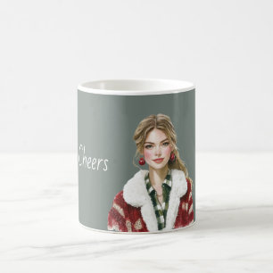 Blonde Dame Granatapfelohrringe Kaffeetasse
