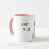 Blonde Dame hält Hund   Tasse (Vorderseite Links)