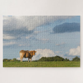 Blonde d'Aquitaine Kuh in der Region Dordogne, Fra Puzzle