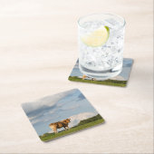 Blonde d'Aquitaine Kuh in Dordogne-Region, Rechteckiger Pappuntersetzer (Vor Ort)