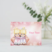 Blonde Doppelmädchen-Postkarte Postkarte (Stehend Vorderseite)