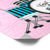 Blonde Drummer Girl mit Sternen auf rosa Poster (Ecke)