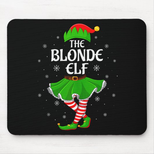 Blonde Elf Christmas Family Girls Women Elf Squad Mousepad (Vorne)