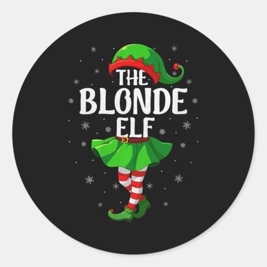 Blonde Elf Christmas Girls Women Elf Squad Xmas Fa Runder Aufkleber (Vorderseite)
