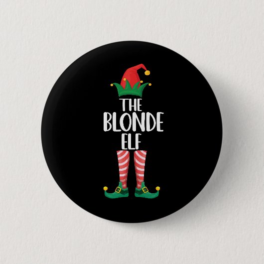 Blonde Elf Matching Familienweihnachtself Button (Vorderseite)