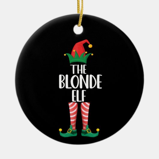 Blonde Elf Matching Familienweihnachtself Keramik Ornament (Vorne)