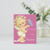 Blonde Engel Baby mit Schmetterling. Einladung (Stehend Vorderseite)