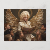 Blonde Engelsfrau liest Kindern vor Postkarte (Vorderseite)