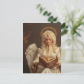 Blonde Engelsfrau mit Buch Postkarte (Stehend Vorderseite)