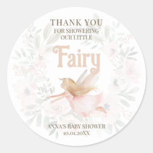 Blonde Fairy Baby Dusche Vielen Dank Runder Aufkleber