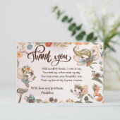 Blonde Fairy Birthday verzauberter Wald Dankeskarte (Stehend Vorderseite)